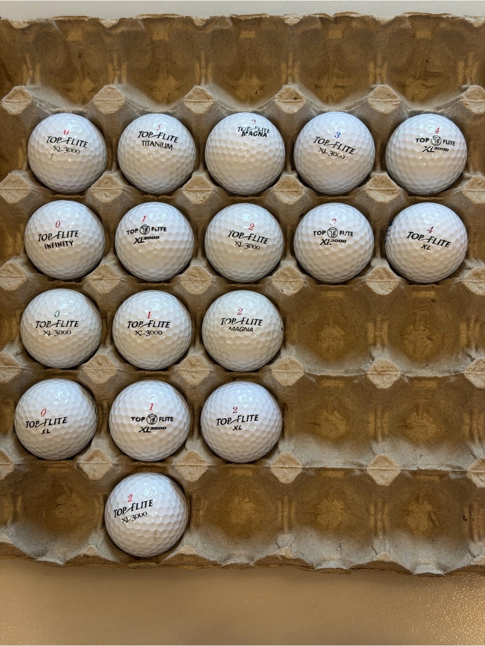 Vintage Top-Flite Golf Balls Lot of 17 XL 3000 XL Magna Titanium Infinity